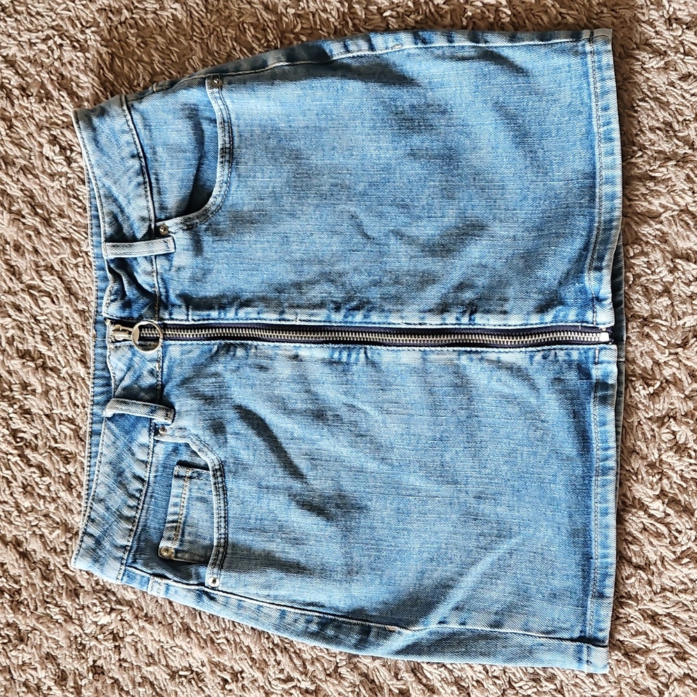 Garage Mini Zip Denim Skirt
